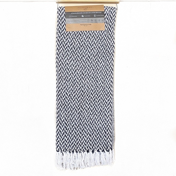 Dark Grey and White Cotton Chevron Throw - Picture 3 of 9